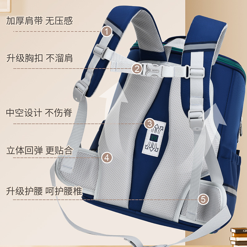 new sesame baby primary school schoolbag grade 1-3-6 british style boys' schoolbag lightweight girls backpack Specification drawing
