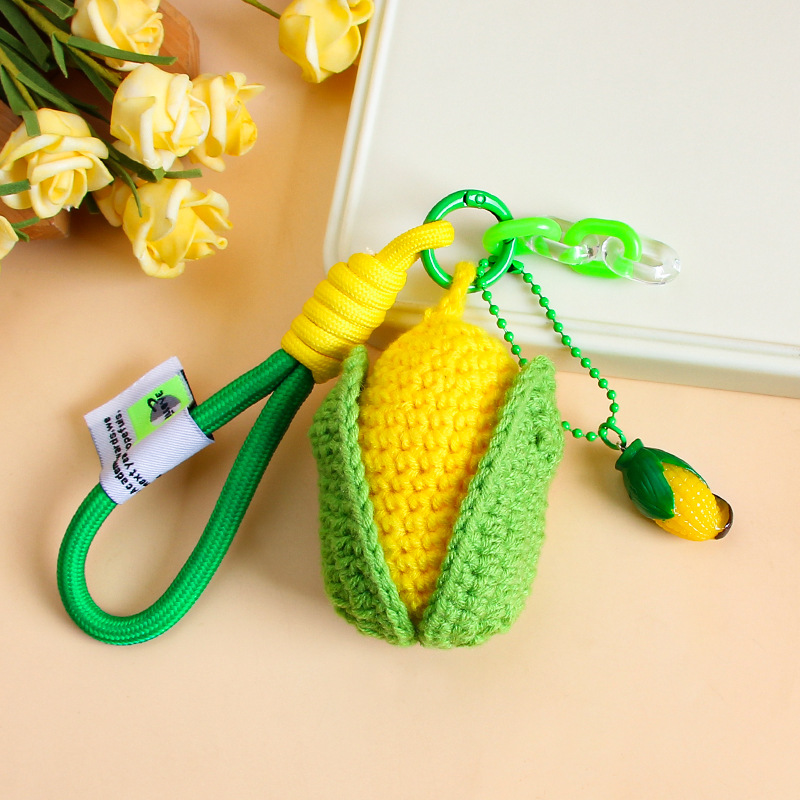 handmade wool crocheted simulation corn keychain plush woven candy toy small pendant couple girlfriends bag ornaments Item Picture