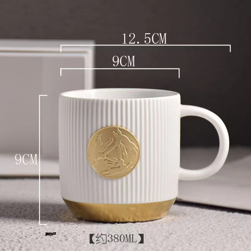 xingba style ceramic bronze mug office coffee cup desktop cup ceramic water cup advertising gift printed logo Specification drawing