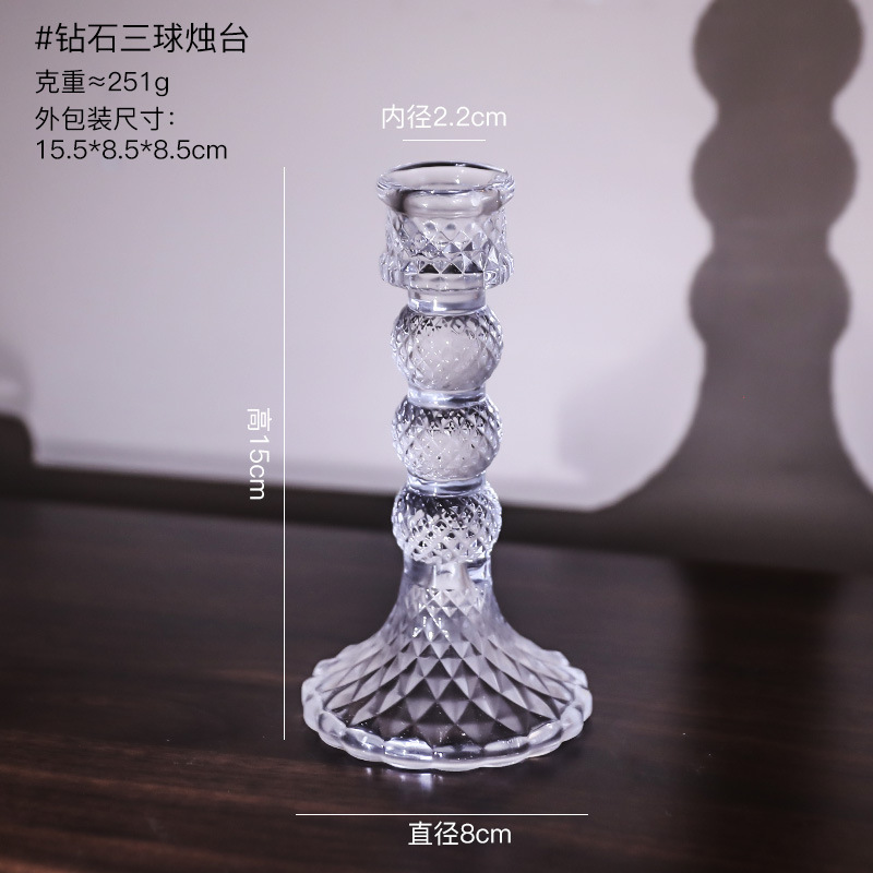 roman light luxury french retro crystal candle holder glass aromatherapy candlelight dinner wedding shooting props candle holder full figure