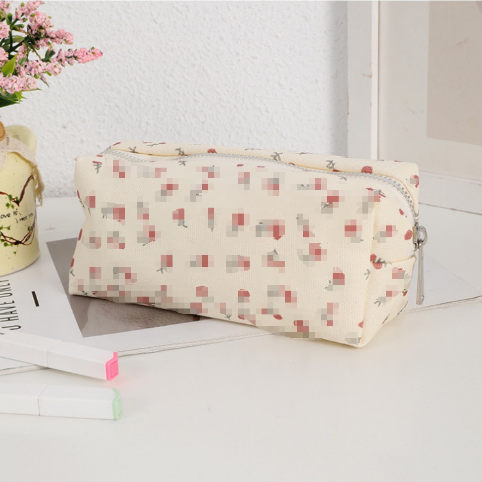 ins good-looking cute girl student cosmetic bag large capacity stationery buggy bag bow pencil case pencil box details Picture