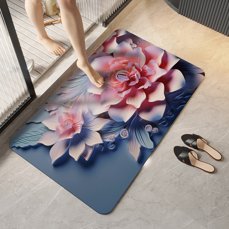 3d bathroom absorbent floor mat soft diatom ooze bathroom entrance carpet home non-slip quick-drying foot mat Specification drawing