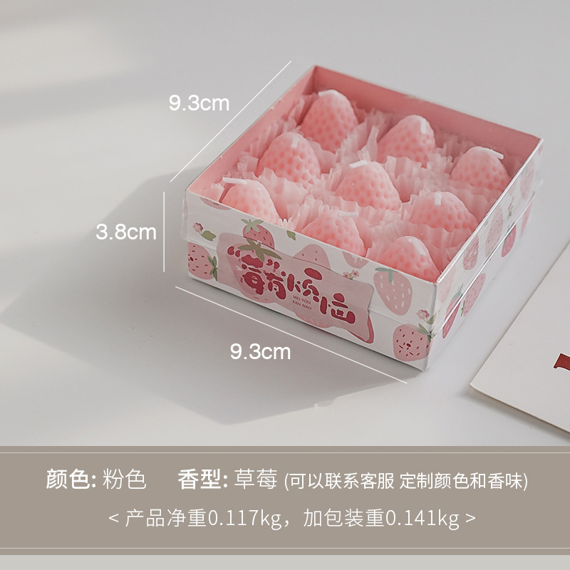 strawberry aromatherapy candle birthday gift strawberry candle hand gift wholesale candle gift box shape fragrance candle Item Picture