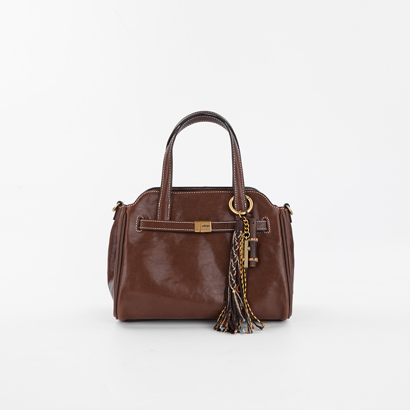 [same style with wang churan] herbal heaven tote bag top layer vegetable tanning leather shoulder handbag messenger bag commuter bag full figure