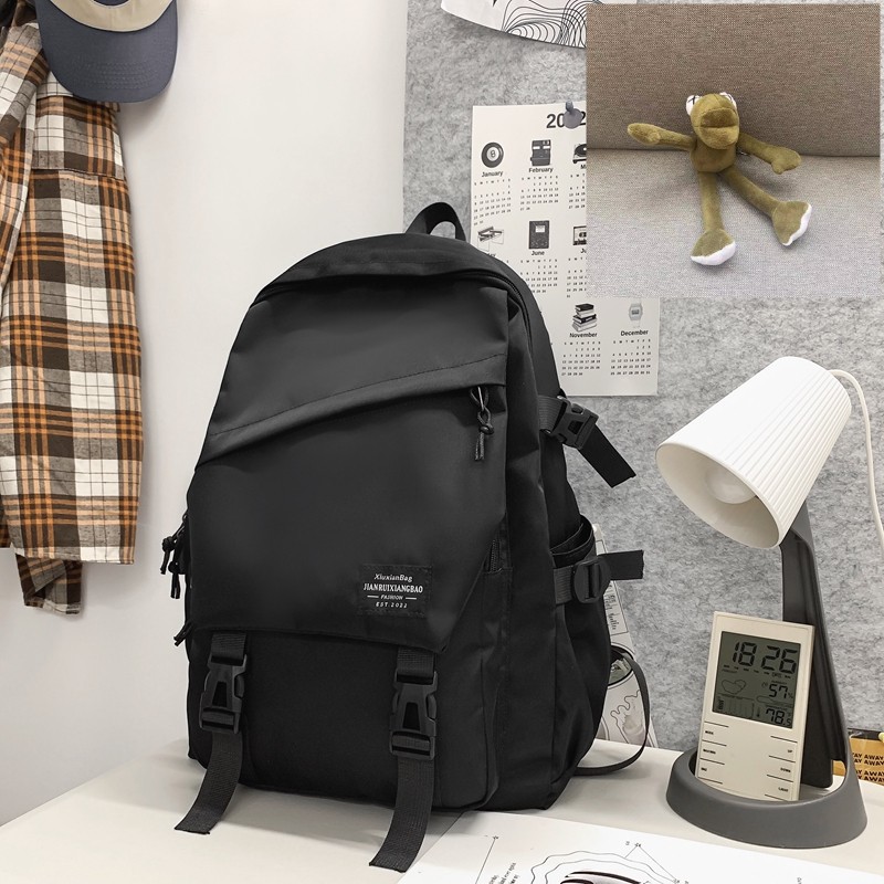 ins backpack men's simple versatile large capacity leisure travel backpack female junior high school student high school and college student schoolbag details Picture