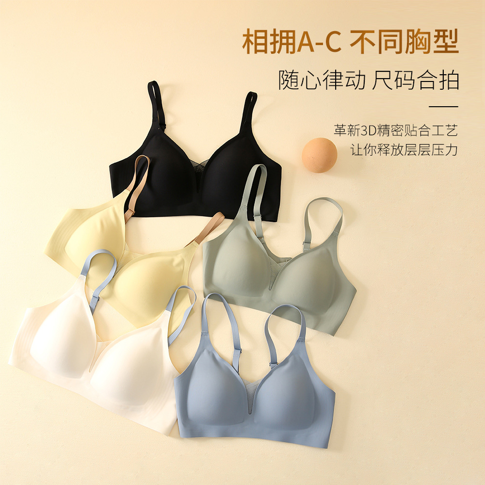 jelly stick underwear women's soft support glossy surface without a scratch small chest push up lifting bra wireless comfortable side drawing bra details Picture