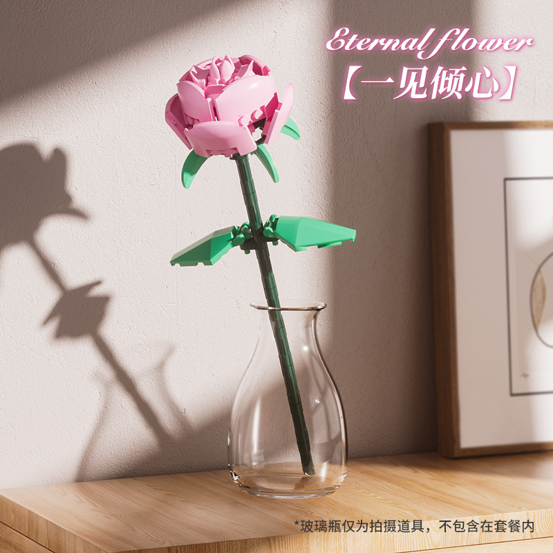 educational toys compatible with lego rose graduation season gift building blocks flower assembled educational toys decoration small particles full figure
