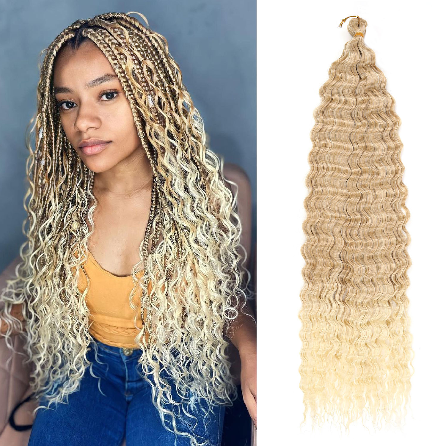 european and american african chemical fiber wig crochet hair extension curly hair bulk deep water wave hair xuchang wig Application Scenario