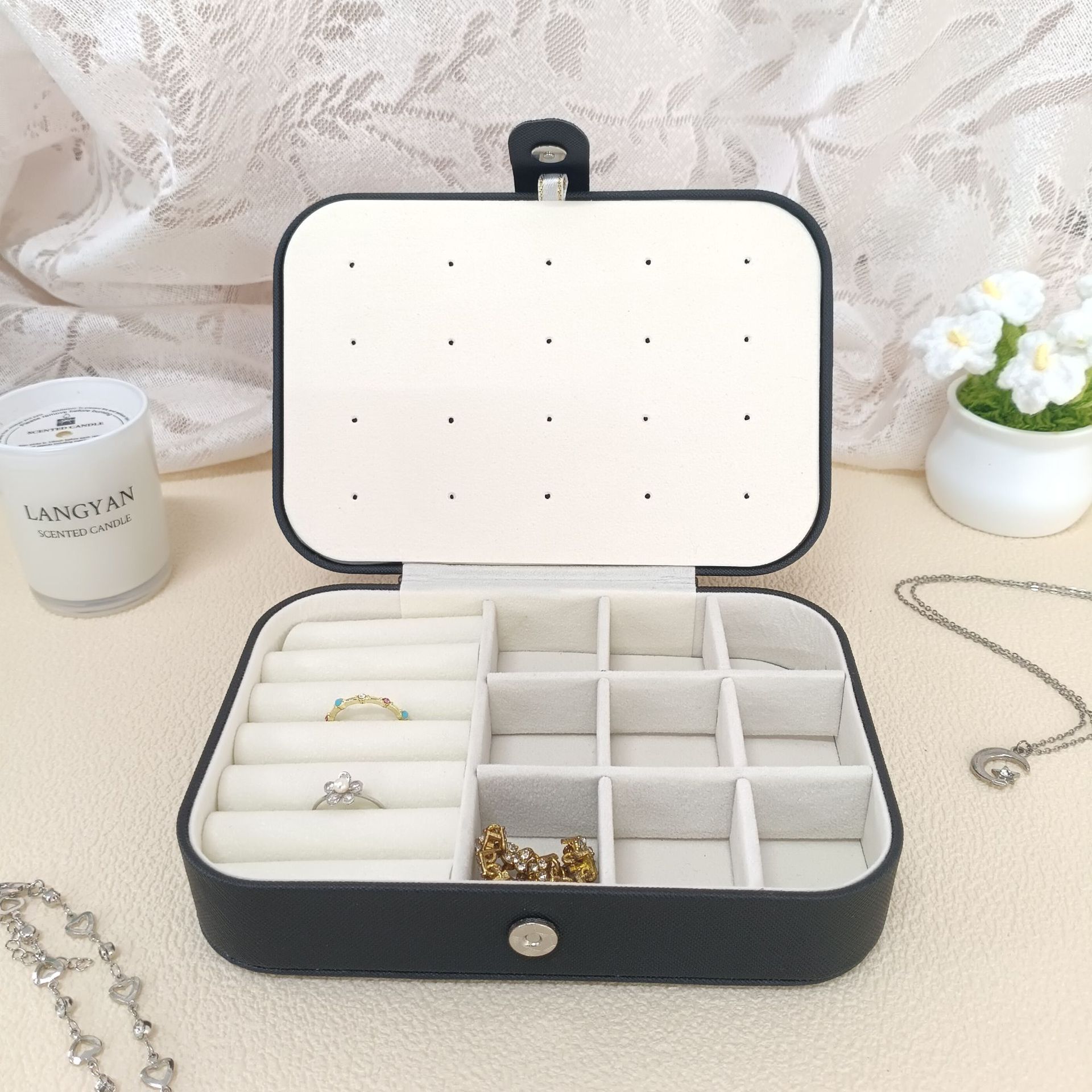new nordic solid color long jewelry box ear stud and ring pendant ornaments finishing box desktop jewelry storage box full figure