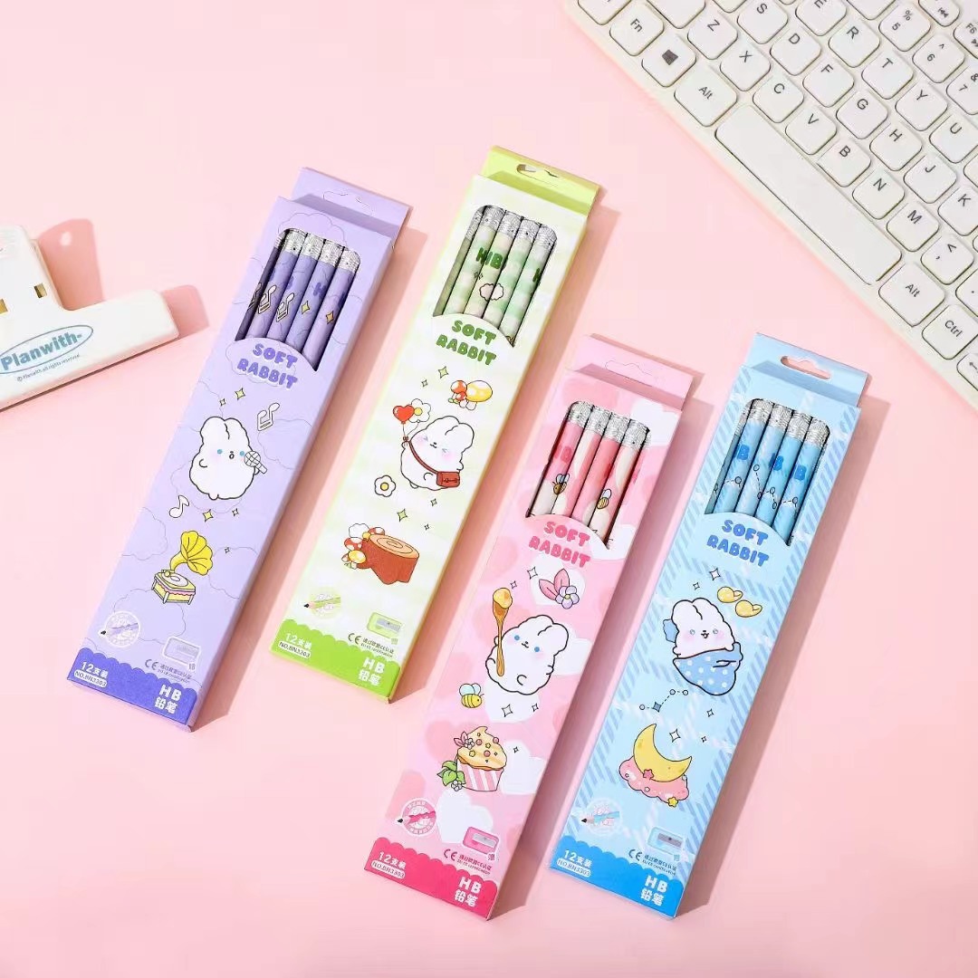 children's cartoon pencil spaceman pencil 2b a box of 12 pcs student sketch specific stationery comes with rubber full figure