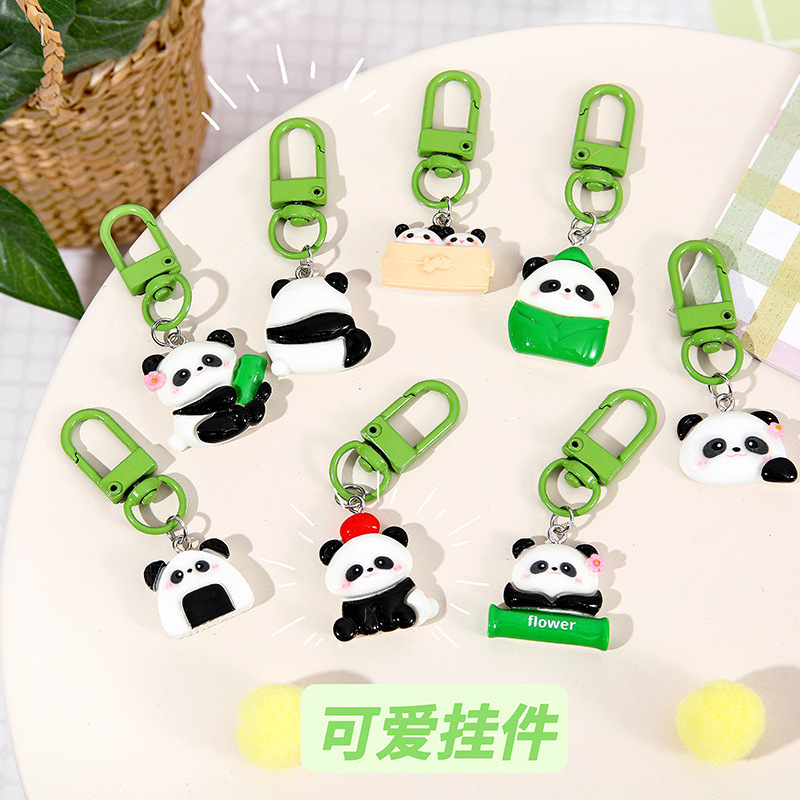 panda keychain creative cute cartoon student schoolbag pendant small gift girlfriend gifts couple key chain Specification drawing