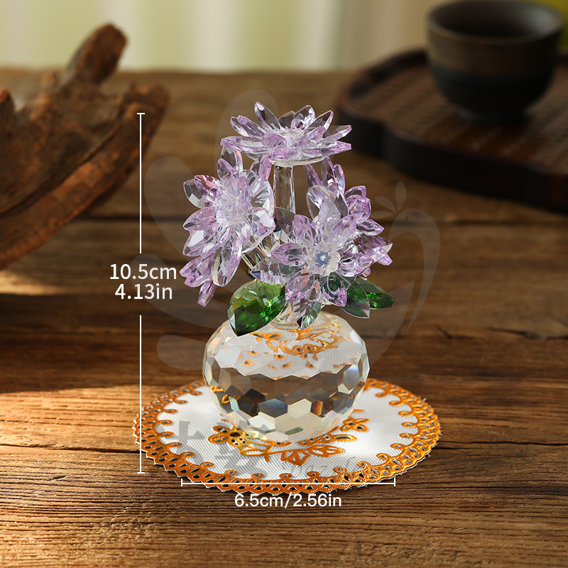 for cross-border crystal glass craftwork simulation 5 small lotus ornaments decorations for friends gift present Specification drawing