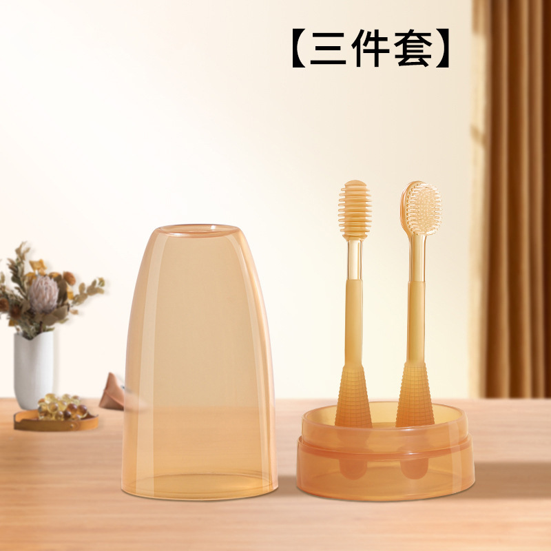 baby toothbrush baby toothbrush set baby newborn tongue coating oral cleaning gadget children silicone three-piece set batch Application Scenario
