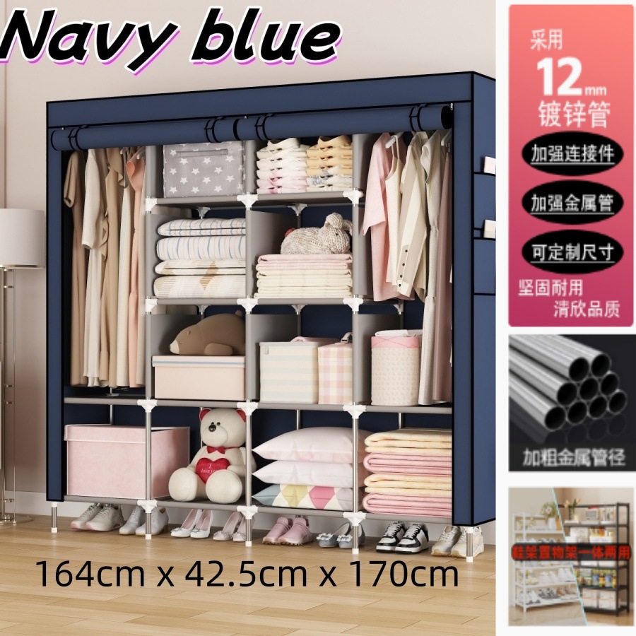 multi-layer simple wardrobe home doorway dormitory rental room combination metal hallstand hanger storage rack full figure