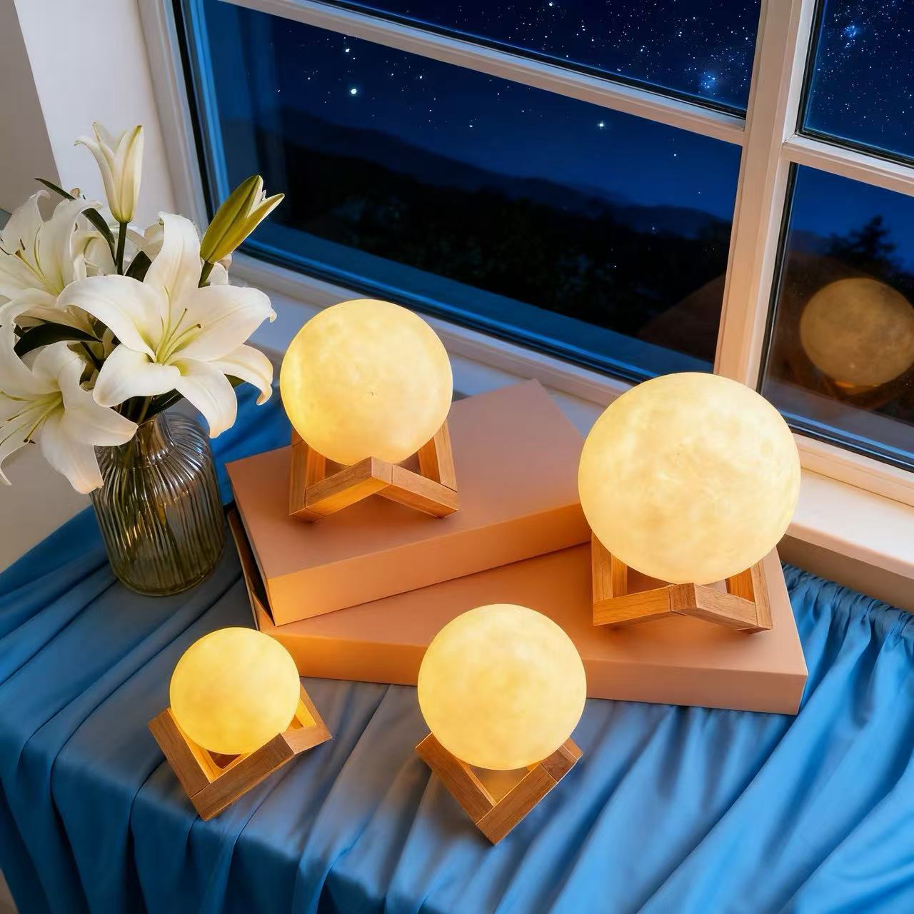 creative hand-painted moon light small night lamp led bedroom bedside lamp net red moon lamp diy graffiti planet night light Application Scenario