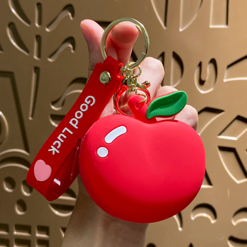 creative silicone fruit coin purse keychain pendant exquisite key ring pendants card holder small gifts for children wholesale Specification drawing
