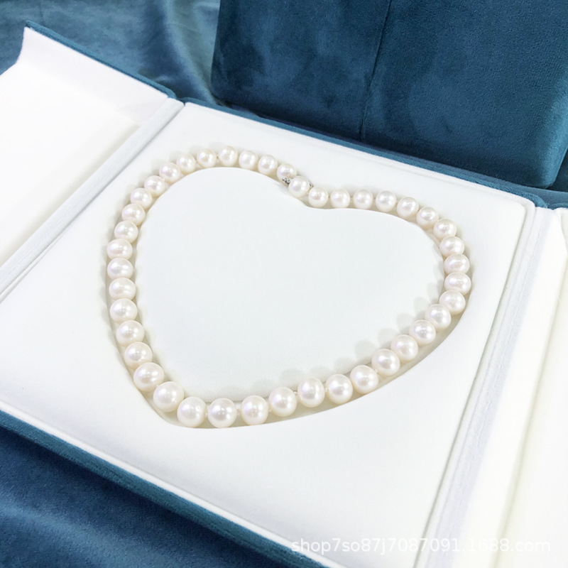 factory direct sales high-grade flannel double open peacock blue pearl gift box snap jewelry box holland velvet jewelry box spot details Picture