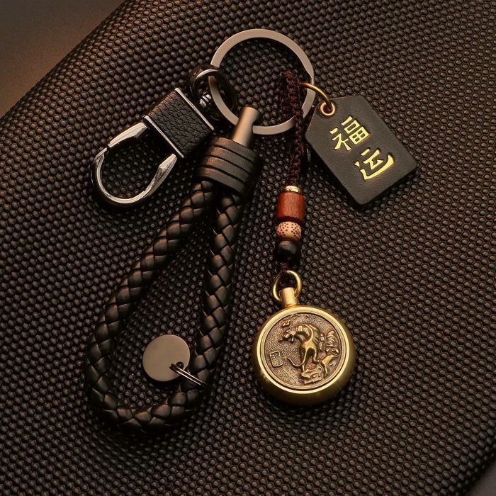 couple's car key ring brass zodiac key chain handmade pendant retro creative money transfer hand pieces Application Scenario