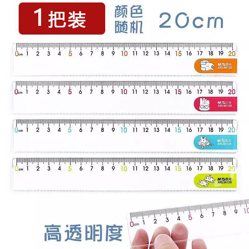 chenguang arl96127 drooping rabbit straight ruler with wave line 15/20cm transparent plastic student only straight ruler details Picture