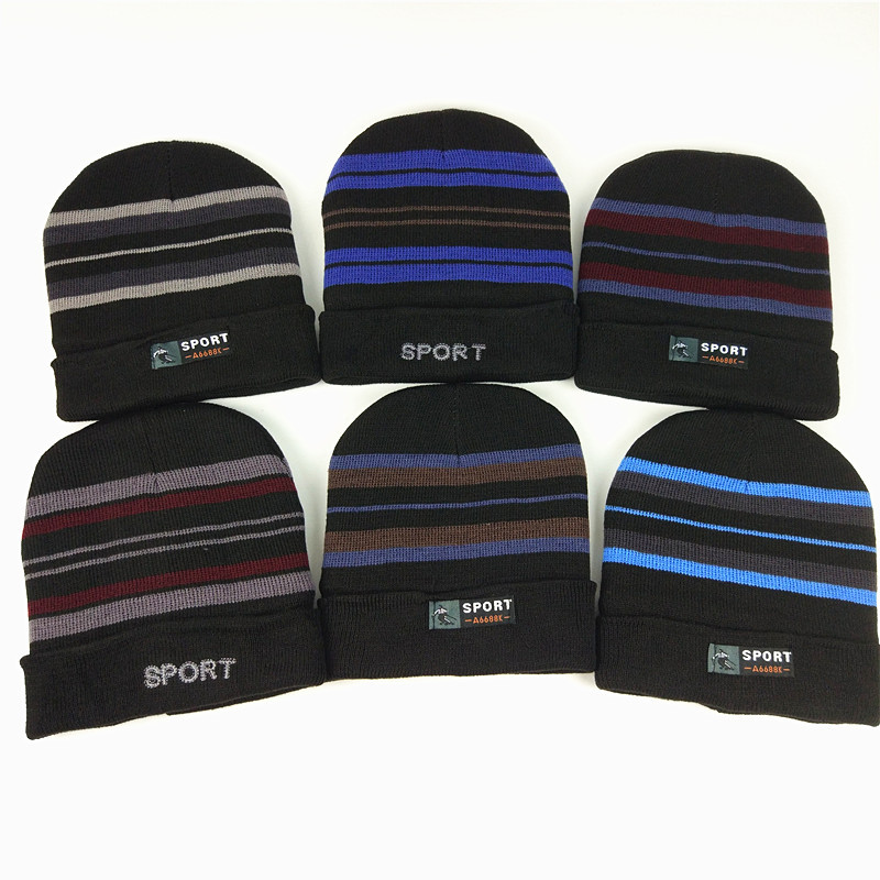 winter men's hat middle-aged and elderly men ear protection knitting woolen cap old men's hat winter warm hats for the elderly details Picture