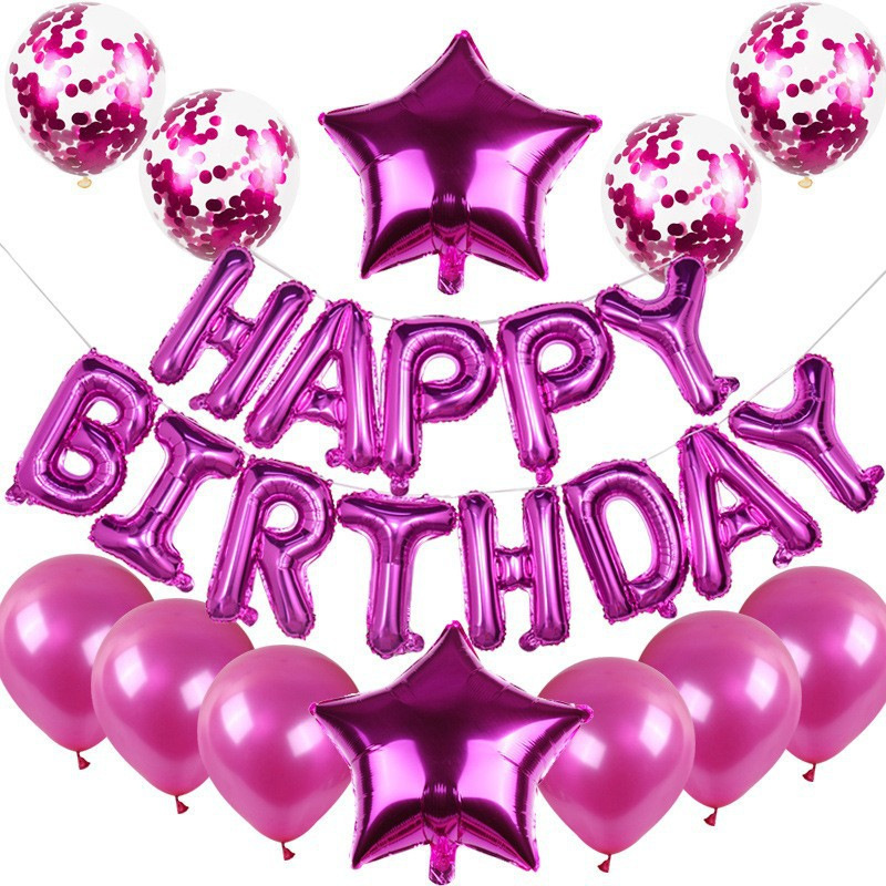 cross-border happy birthday balloon set latex sequined balloon party decoration aluminum film letter birthday atmosphere layout Specification drawing