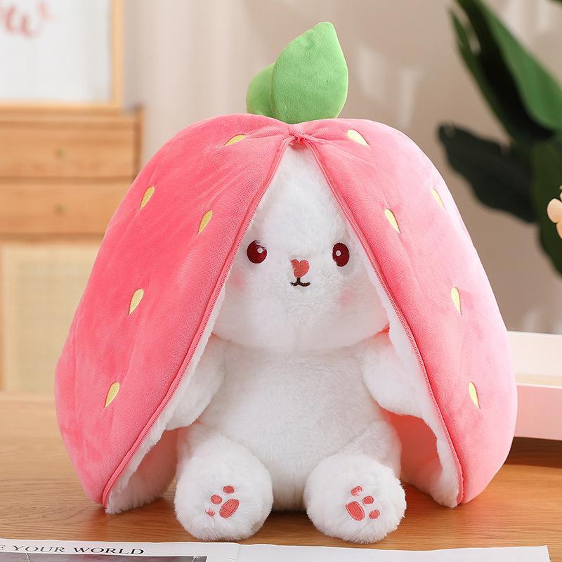 popular strawberry rabbit carrot rabbit children rabbit plush toy doll doll puppet birthday gift in stock wholesale details Picture
