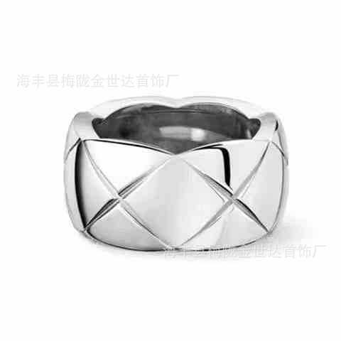 classic style high version v gold coco diamond ring 18k gold plating seiko couple's same diamond plaid ring full figure