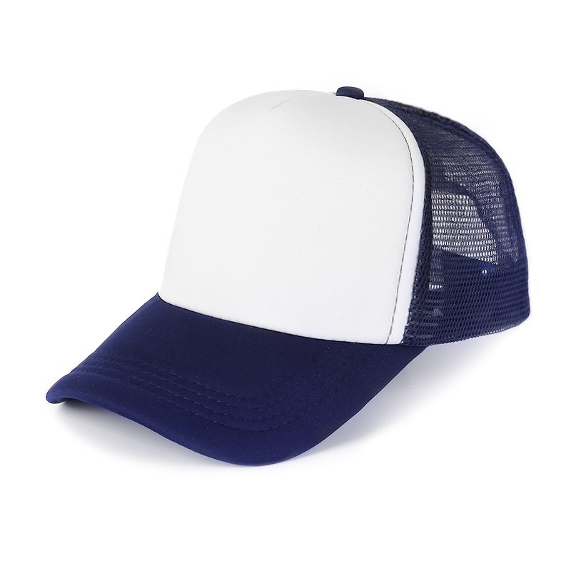 advertising hat customized logo embroidery baseball peaked cap sponge two-color foreign trucker hat customized sponge mesh cap details Picture