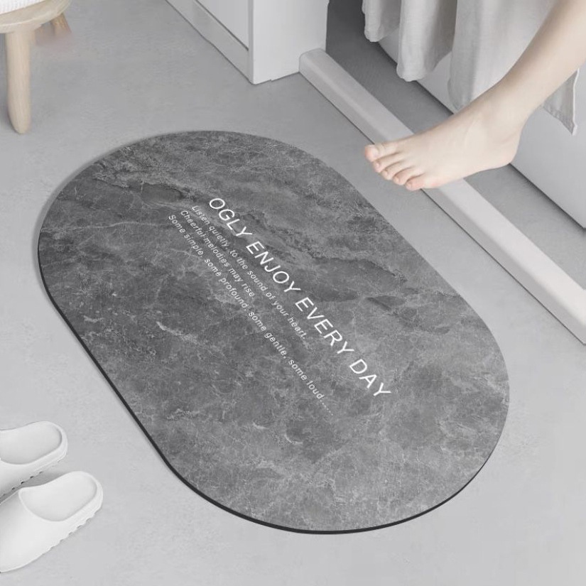 marbling home bathroom carpet non-slip mat diatom ooze quick-drying absorbent bathroom entrance stain-resistant mat Item Picture