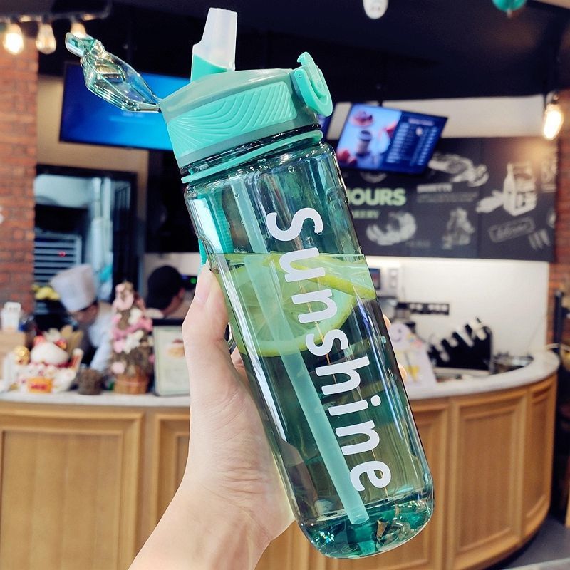 water cup simple large capacity summer good-looking plastic cup with straw sports kettle portable tea brewing handy cup full figure