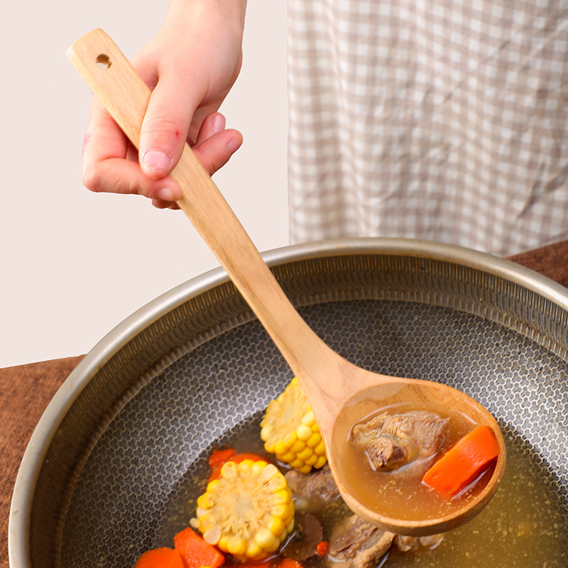 wood spatula non-stick pan dedicated spatula wooden kitchenware long handle wood spatula household paint-free wax-free Specification drawing