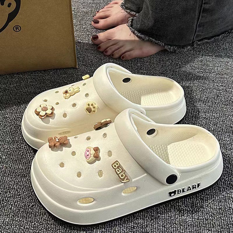2024 new eva platform coros shoes women's summer outdoor non-slip beach shit feeling two-way sandals women's Item Picture