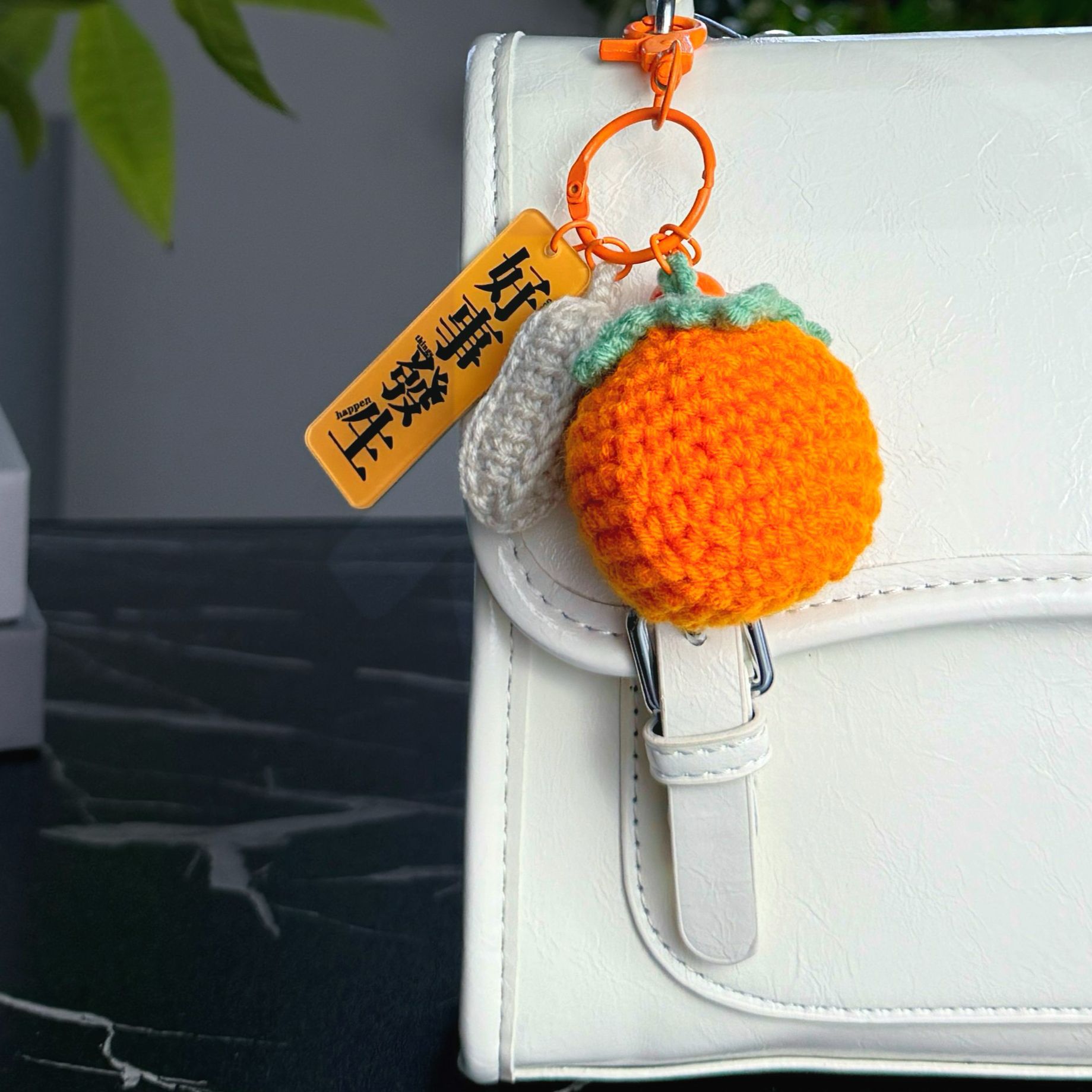 plush crocheted good thing happened keychain pendant hand-woven wool persimmon schoolbag keychain ornament gifts Application Scenario
