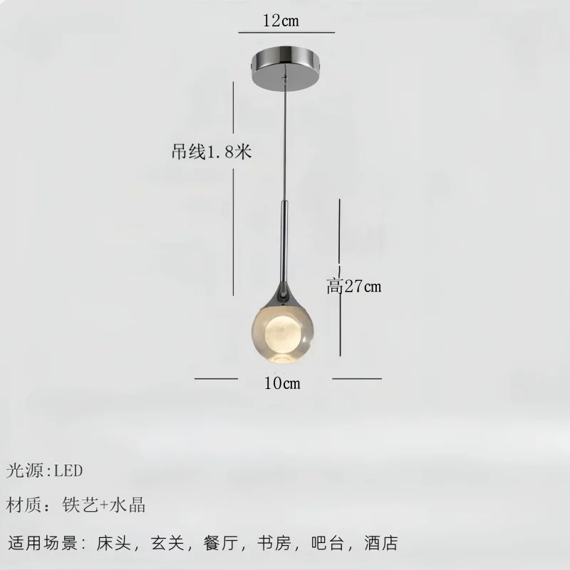 master bedroom bedside chandelier modern simple and light luxury dining-room lamp design crystal small droplight living room wall light bulb details Picture