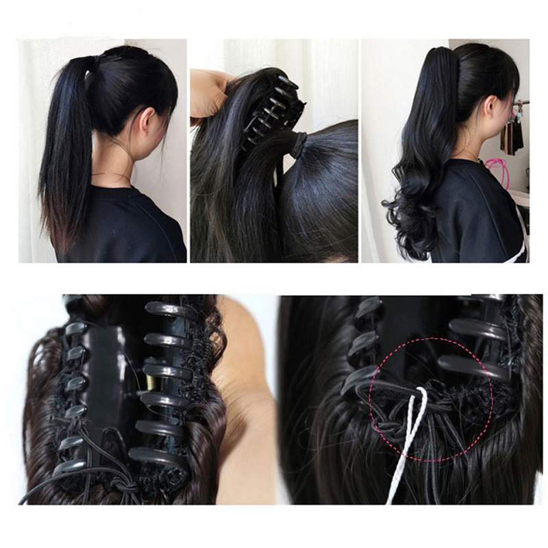 grip short big wave wig horse tail women's high ponytail short curly hair clawponytailwig micro volume Application Scenario