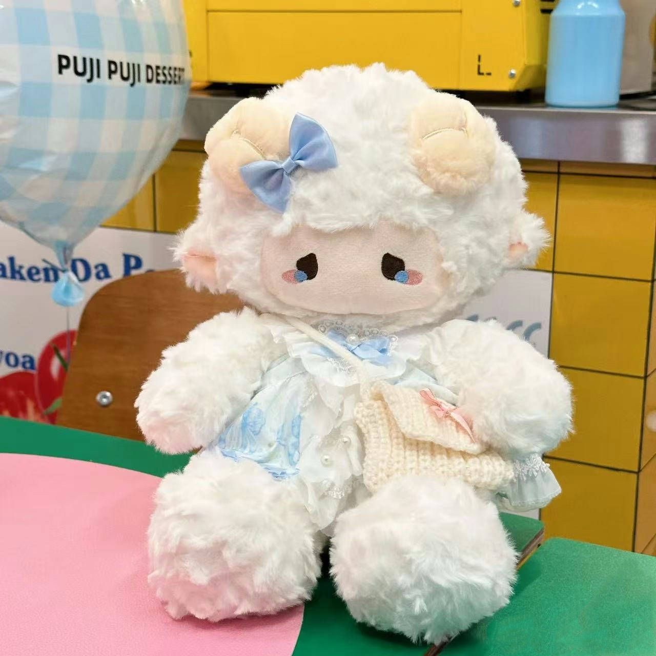 new puff lamb plush toy doll cute dress lamb puppet bed sleeping doll birthday girl details Picture