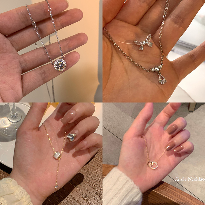 high-grade light luxury titanium steel necklace female niche design hot girl short pearl necklace fashionable and all-match accessories wholesale details Picture