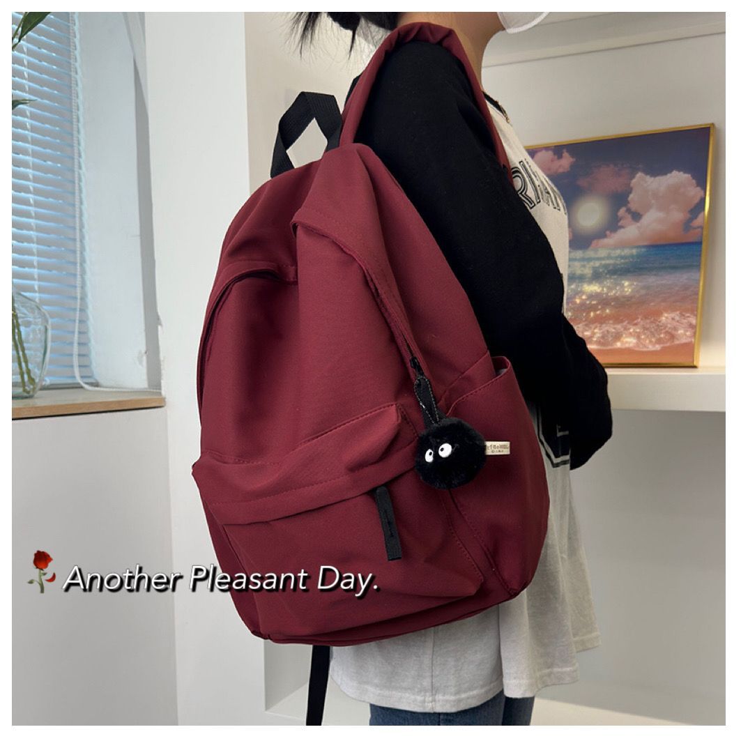 korean style ins schoolbag female middle school student large capacity simple solid color backpack junior high school high school and college student backpack male full figure