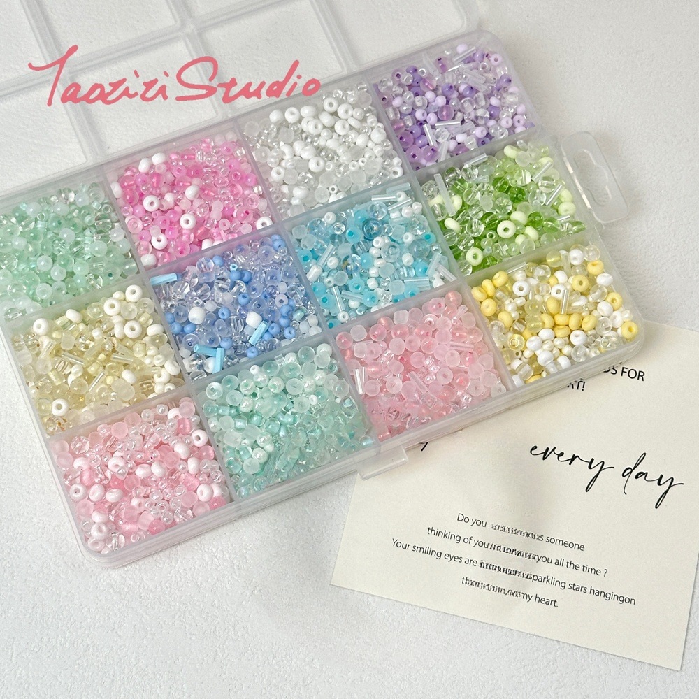 24-grid boxed glass beads mixed scattered beads a complete set of handmade bracelet string beads diy handmade accessories material details Picture