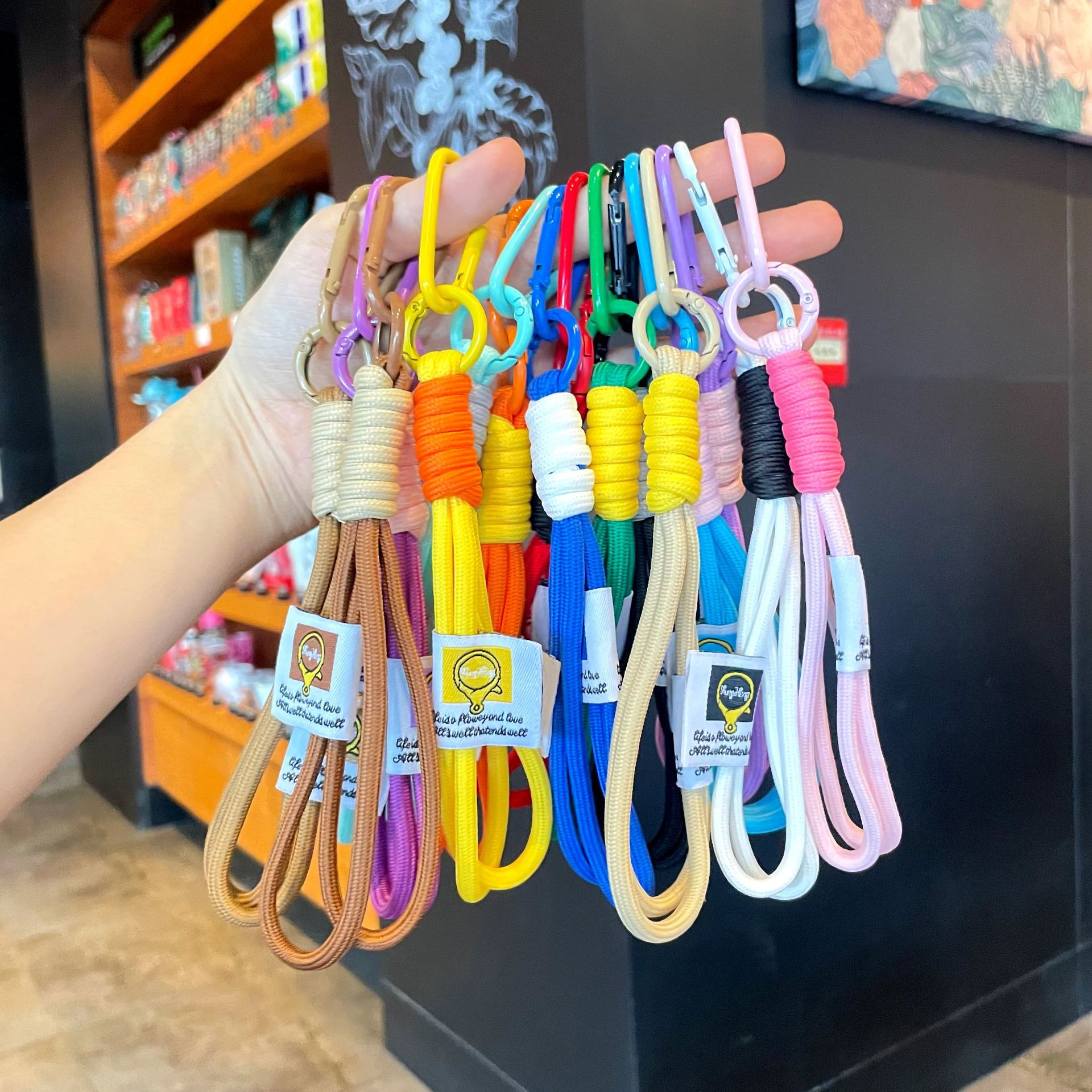 simple style handmade braided rope contrast color lanyard keychain phone case portable carrying strap diy trendy niche pendant details Picture