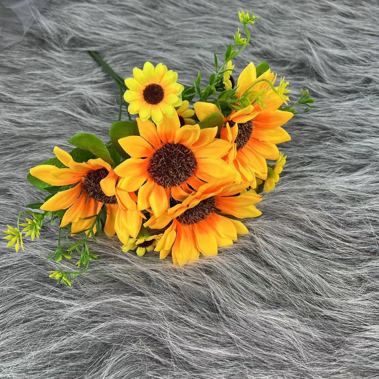 sunflower artificial flower project wedding flower silk flower sunflower hotel ornamental flower home decoration foreign trade wholesale Specification drawing