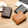 three fold genuine leather retro wallet short rfid anti-theft money brush set multiple card slots oil wax cowhide wallet men Application Scenario