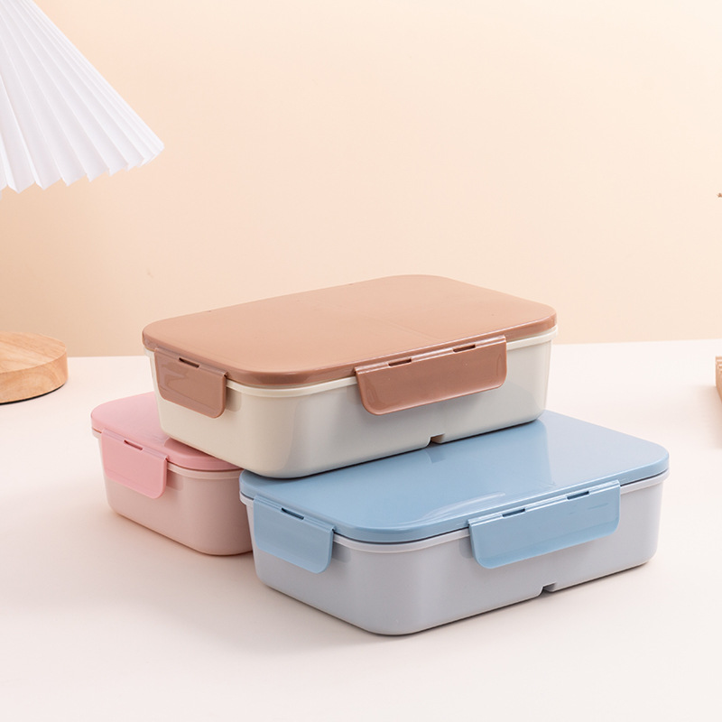 flip plastic compartment student lunch box microwaveable heating food sealed box office worker portable lunch box Specification drawing