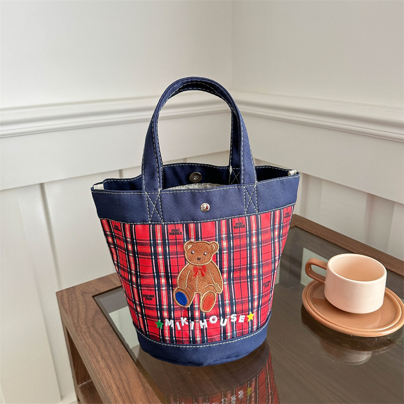 miki portable canvas bag cartoon bear embroidery color matching mummy bag wedding shop hand gift baby bag handbag Specification drawing