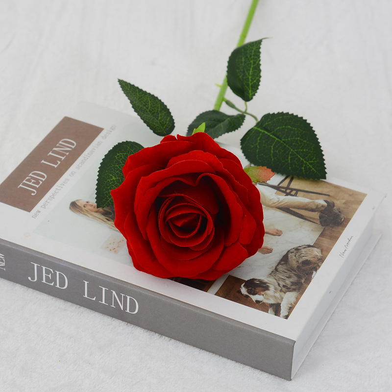 single feel flannel artificial rose valentine's day bouquet flower arrangement home decorative fake flower rose waterfall layout Item Picture