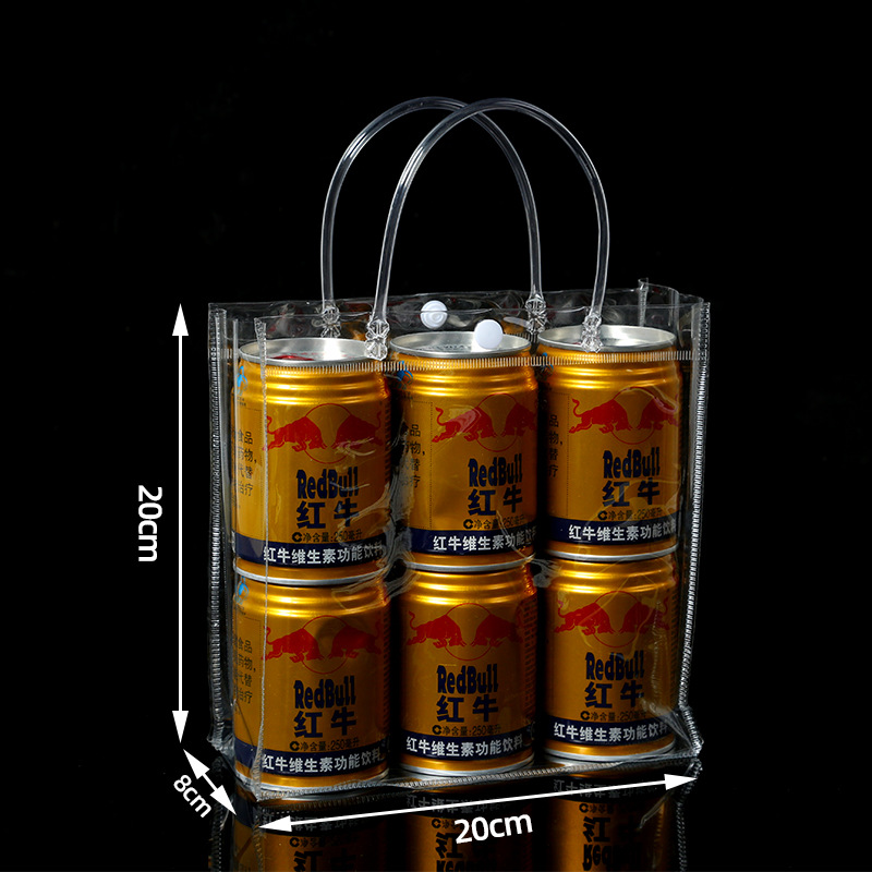 pvc transparent extra thick tote three-dimensional snap plastic packaging bag christmas gift hand bag printed logo Specification drawing