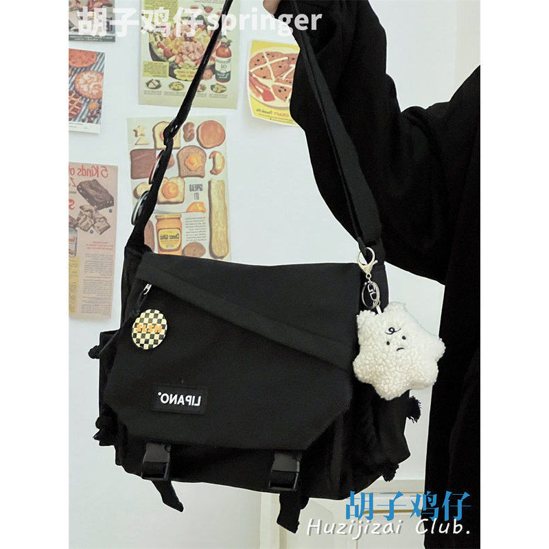 ins japanese harajuku retro workwear messenger bag female korean student large capacity messenger bag men's single backpack fashion Specification drawing