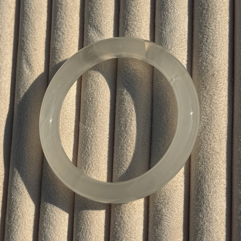 cold feeling ice transparent white moonlight new chinese natural glass glass bracelet women's national style high-grade round jade jade bracelet full figure