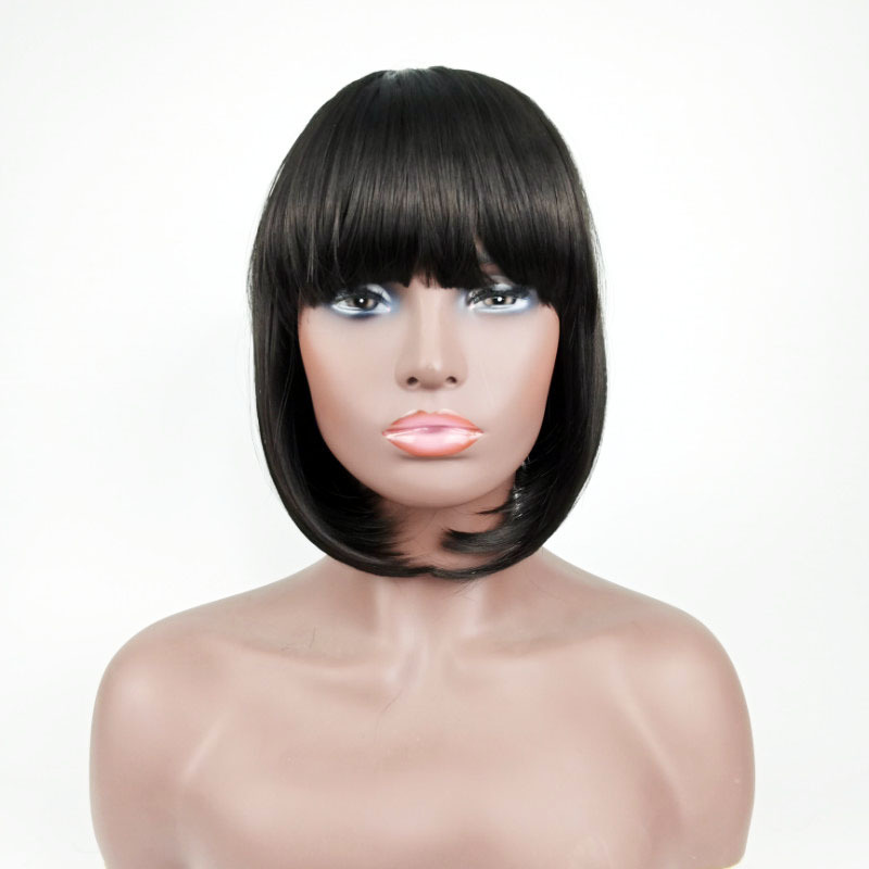 amazon spot wig supply bob haircut qi bangs short straight hair european and american ladies head cover foreign trade cross-border e-commerce details Picture