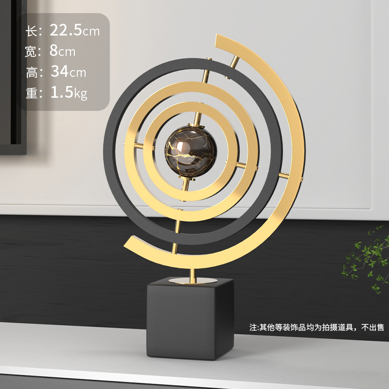 globe ornament metal texture high-end entry lux living room home decoration study office desk surface panel crafts full figure